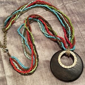 Boho Wood & Beaded Necklace